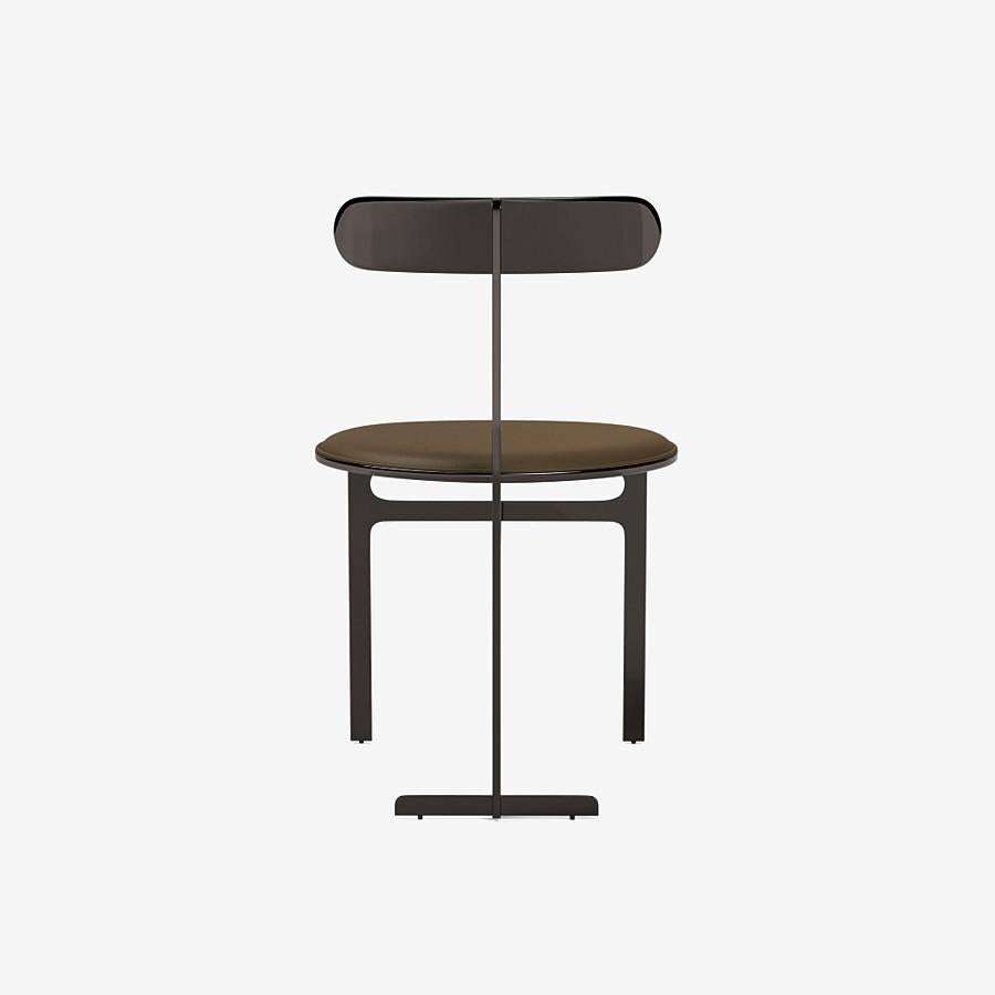 Modern Park Place Dining Chair by Yabu Pushelberg in Black Nickel and Nappa Leather For Sale