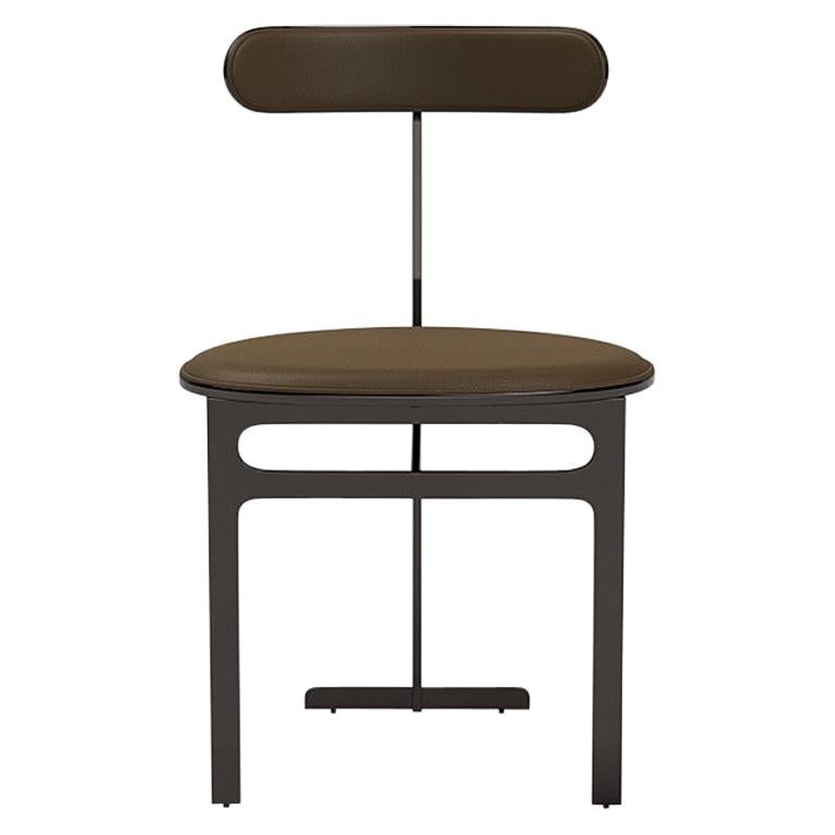 Park Place Dining Chair by Yabu Pushelberg in Black Nickel and Nappa Leather For Sale