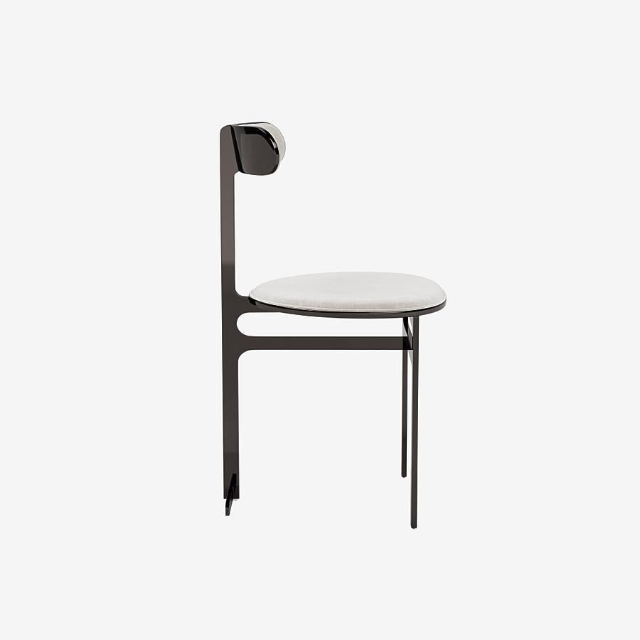 Modern Park Place Dining Chair by Yabu Pushelberg in Black Nickel and Nubuck Leather For Sale