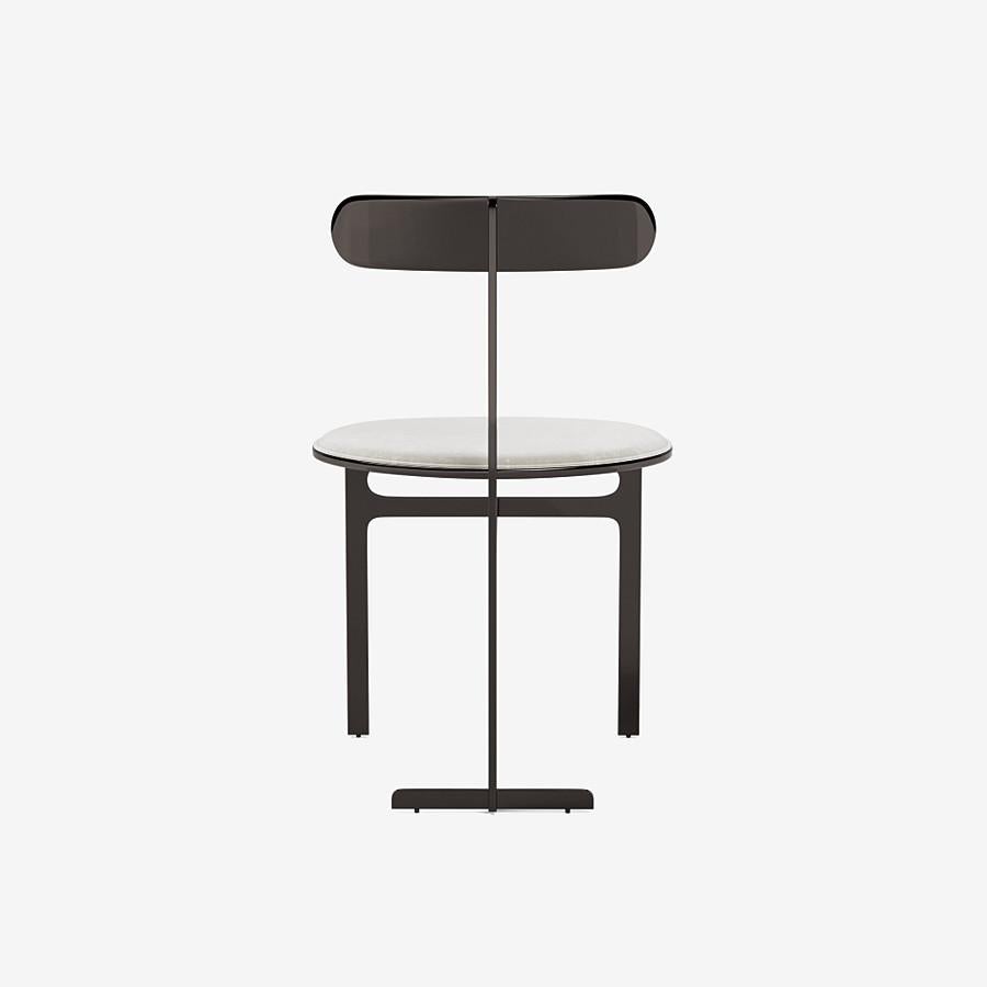 Italian Park Place Dining Chair by Yabu Pushelberg in Black Nickel and Nubuck Leather For Sale