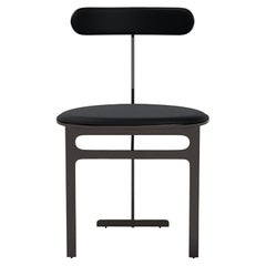 Park Place Dining Chair by Yabu Pushelberg in Black Nickel and Premium Leather