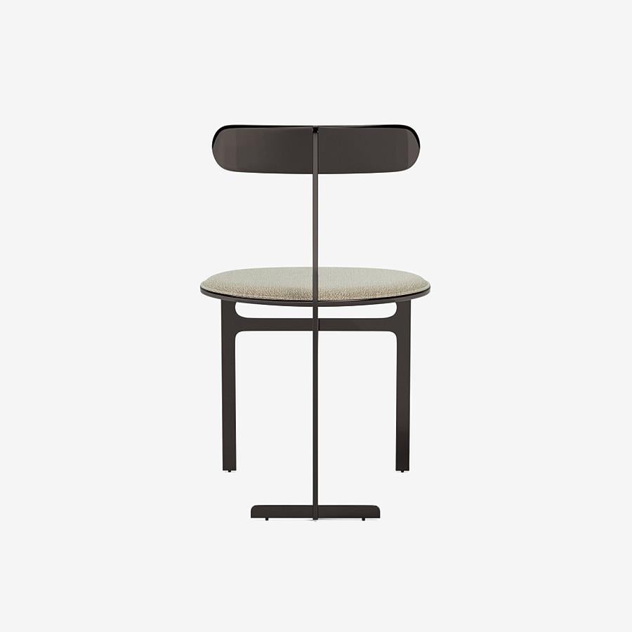 Italian Park Place Dining Chair by Yabu Pushelberg in Black Nickel and Tailored Boucle