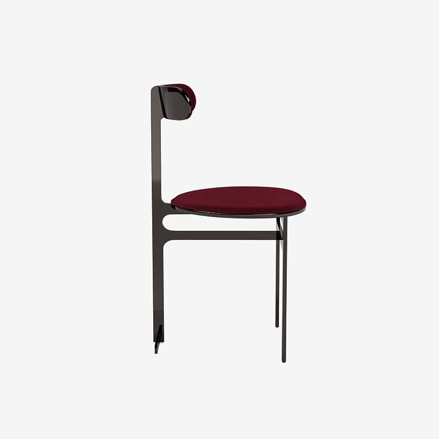 Modern Park Place Dining Chair by Yabu Pushelberg in Black Nickel and Velvet
