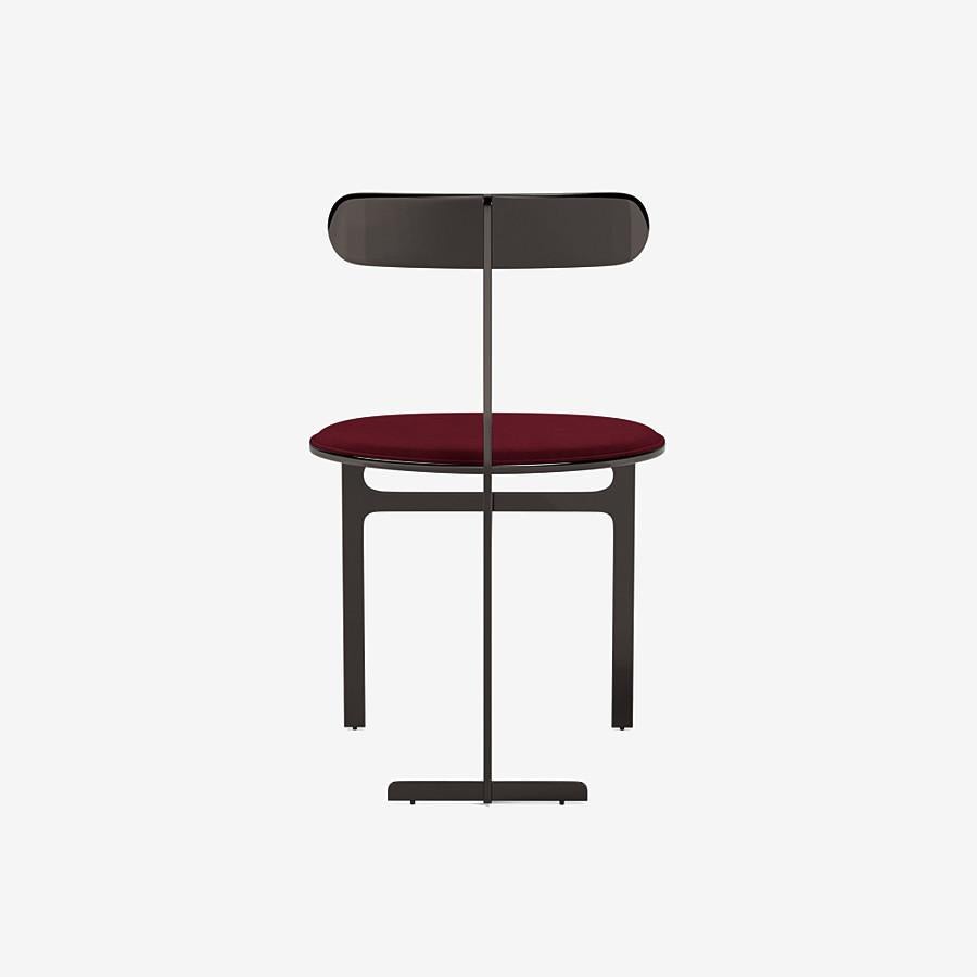 Italian Park Place Dining Chair by Yabu Pushelberg in Black Nickel and Velvet