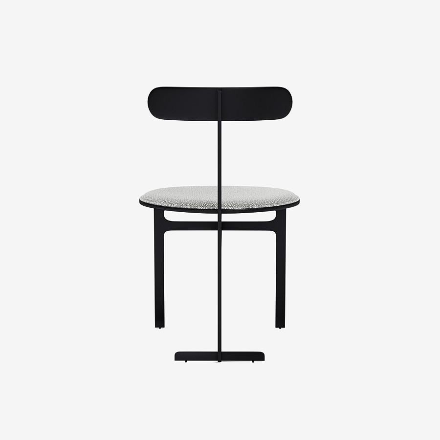 Modern Park Place Dining Chair by Yabu Pushelberg in Matte Black and Boucle Wool For Sale