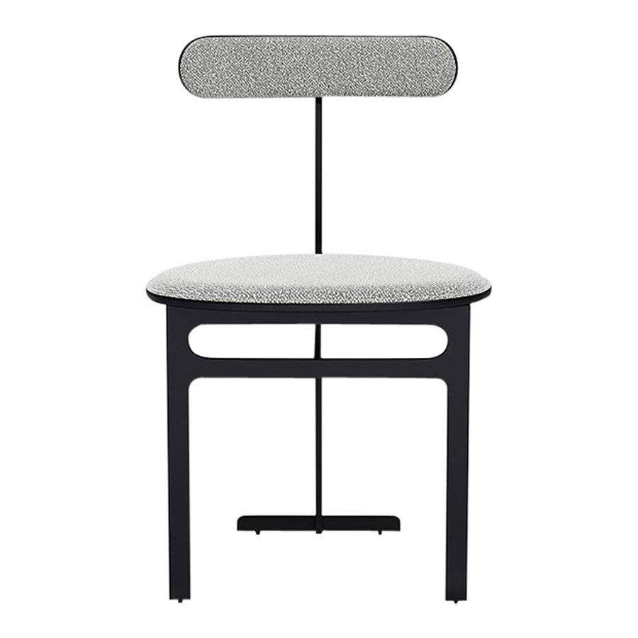 Park Place Dining Chair by Yabu Pushelberg in Matte Black and Boucle Wool For Sale