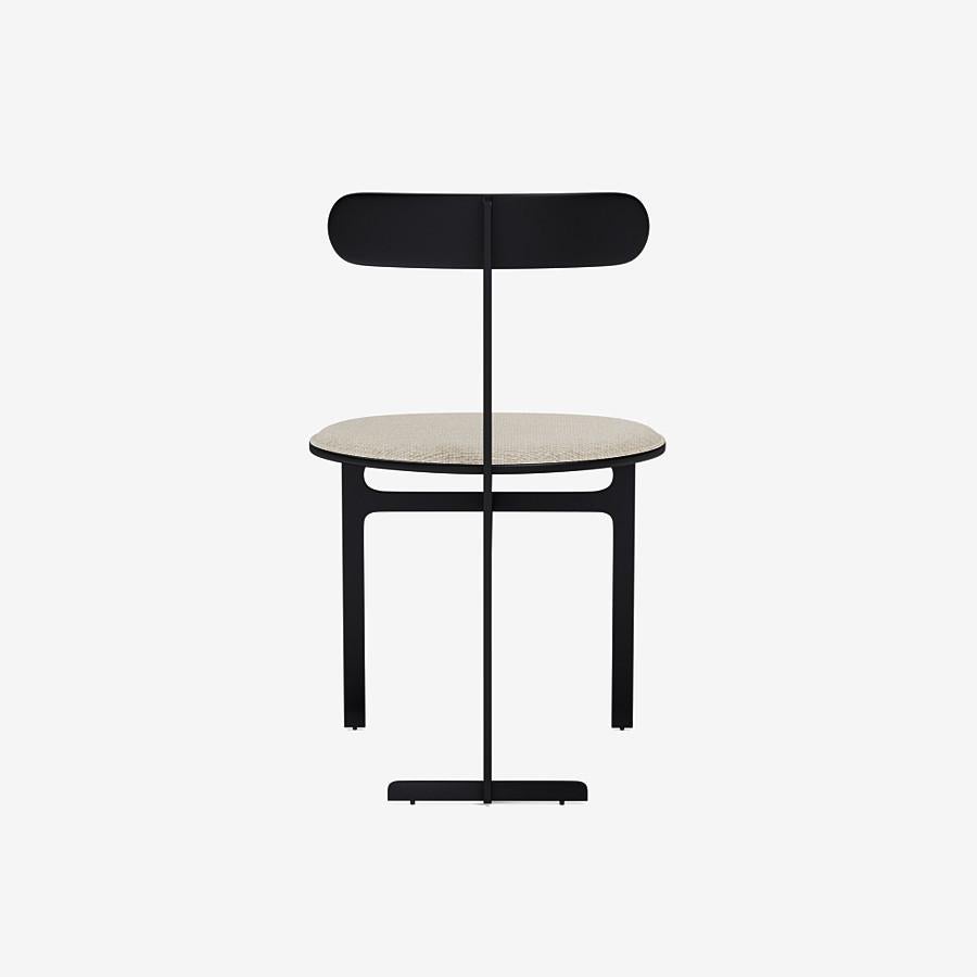 Italian Park Place Dining Chair by Yabu Pushelberg in Matte Black and Chenille For Sale