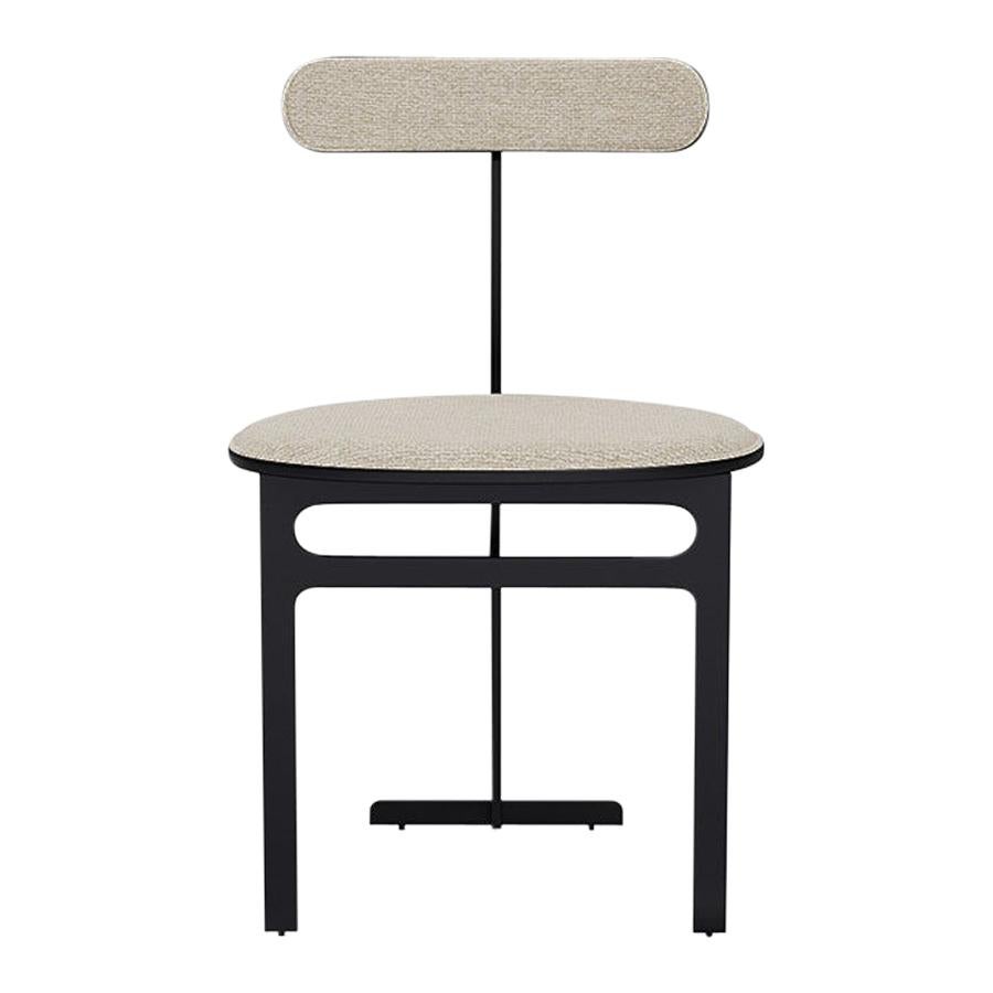 Park Place Dining Chair by Yabu Pushelberg in Matte Black and Chenille For Sale