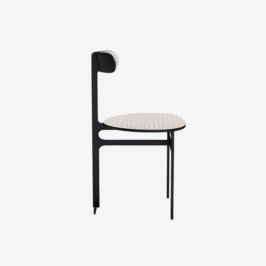 Modern Park Place Dining Chair by Yabu Pushelberg in Matte Black and Jacquard Tweed For Sale