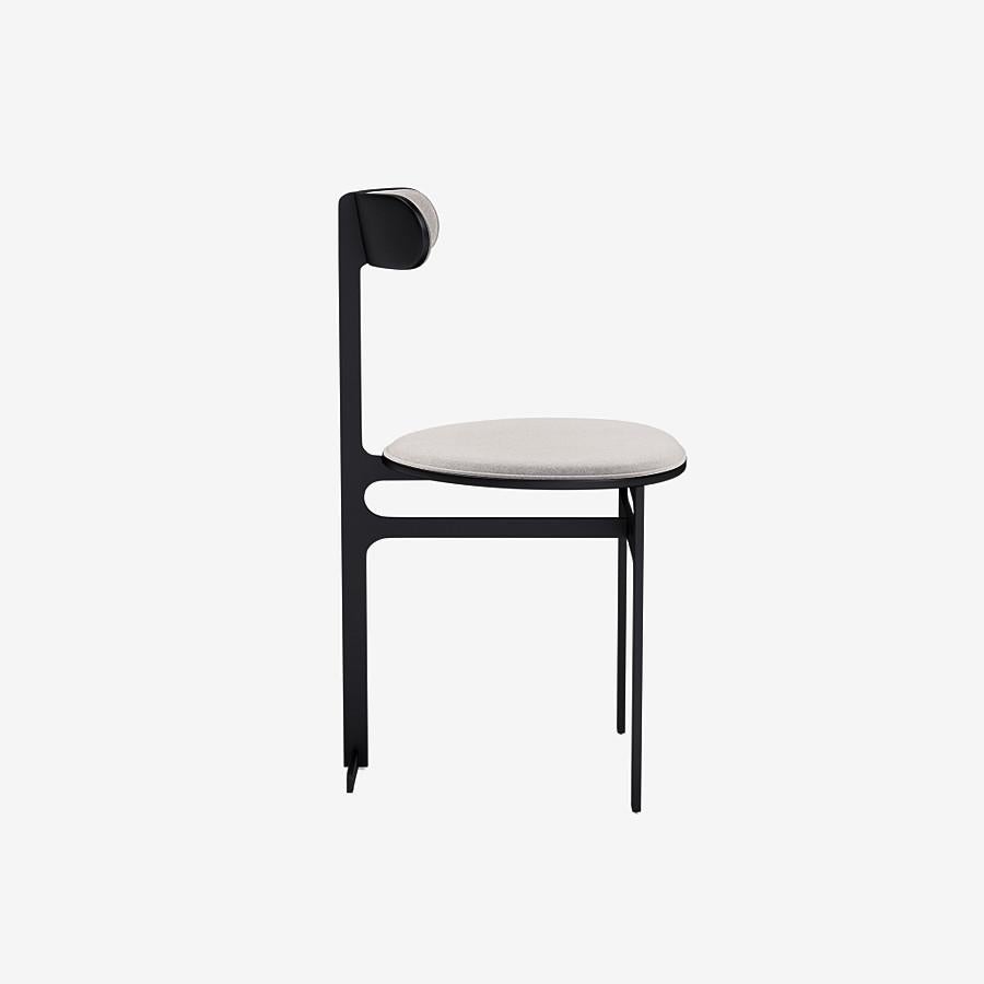 Modern Park Place Dining Chair by Yabu Pushelberg in Matte Black and Mohair For Sale