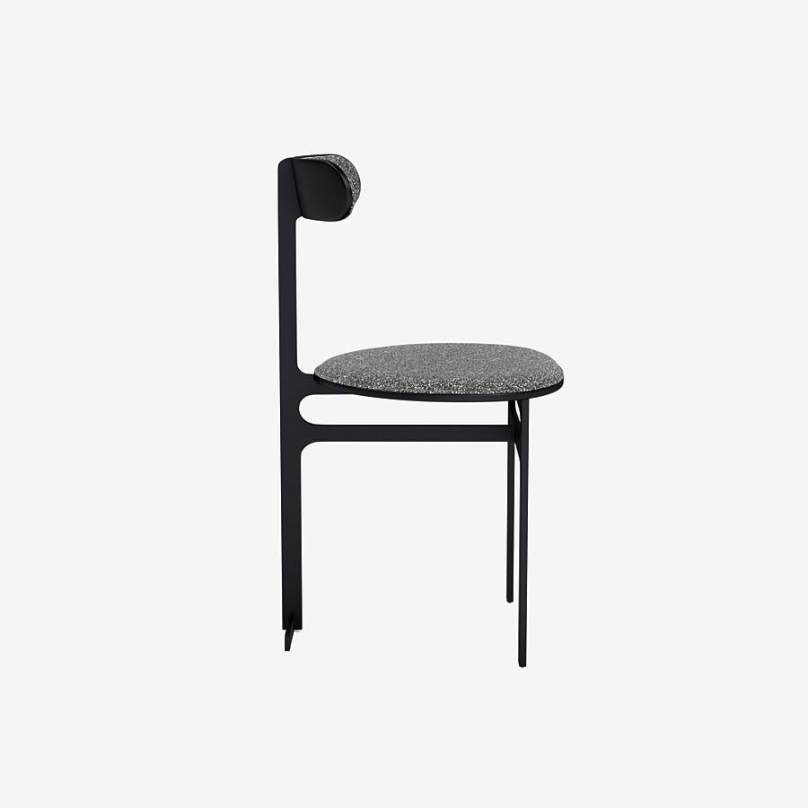 Modern Park Place Dining Chair by Yabu Pushelberg in Matte Black and Multi-Toned Boucle For Sale