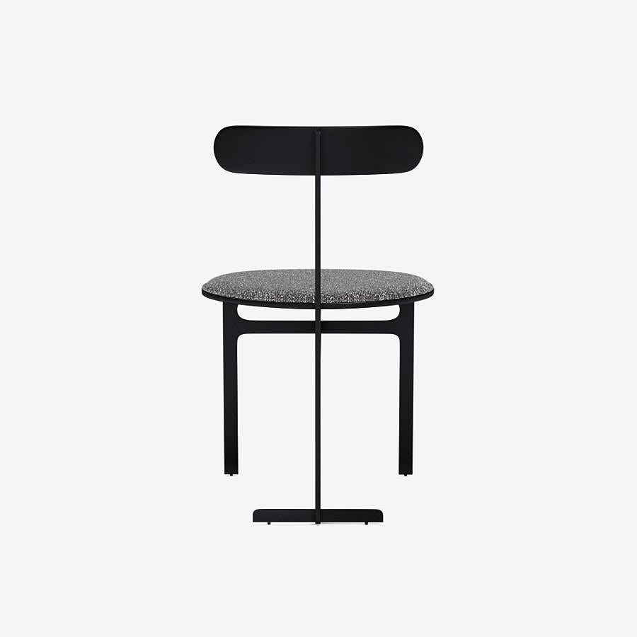 Italian Park Place Dining Chair by Yabu Pushelberg in Matte Black and Multi-Toned Boucle For Sale