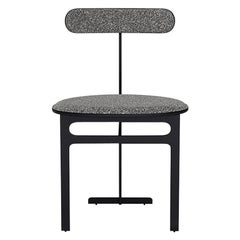 Park Place Dining Chair by Yabu Pushelberg in Matte Black and Multi-Toned Boucle