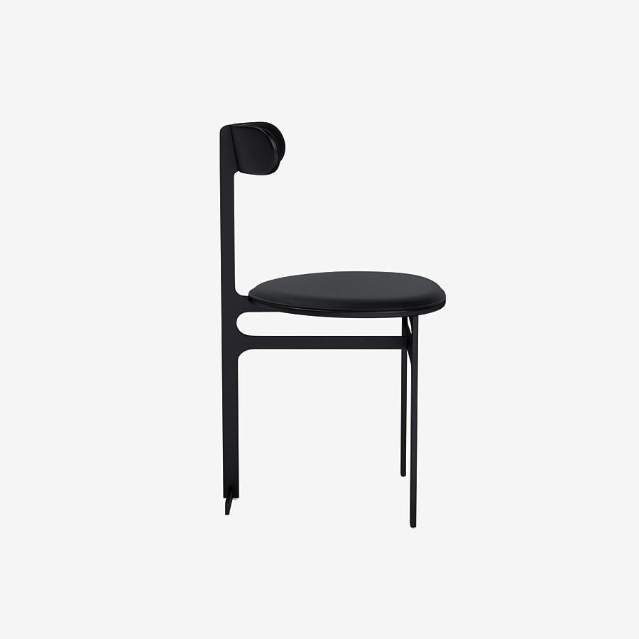 Modern Park Place Dining Chair by Yabu Pushelberg in Matte Black and Premium Leather For Sale