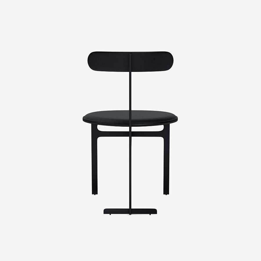 Italian Park Place Dining Chair by Yabu Pushelberg in Matte Black and Premium Leather For Sale