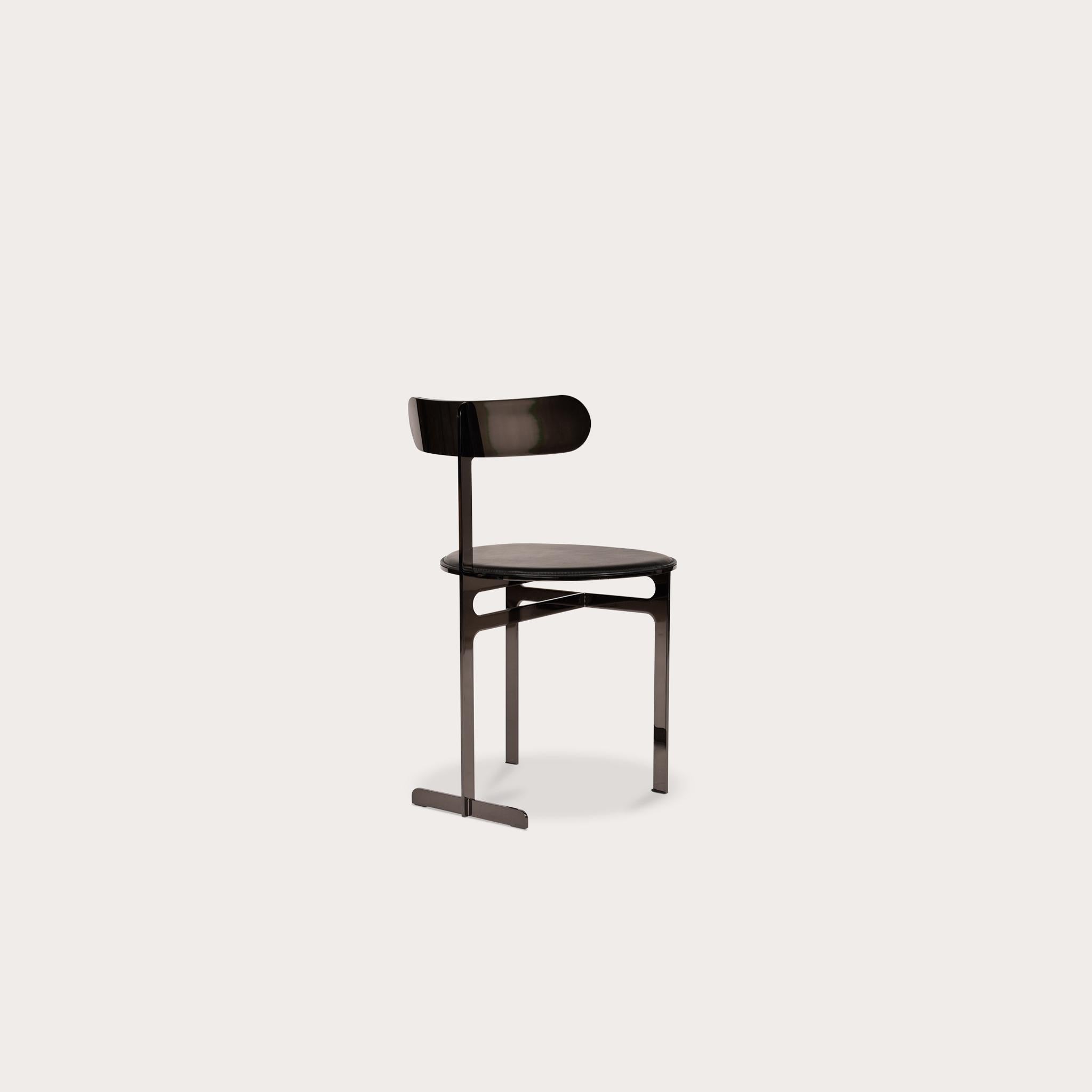 Contemporary Park Place Dining Chair by Yabu Pushelberg with Steel Metal Frame For Sale