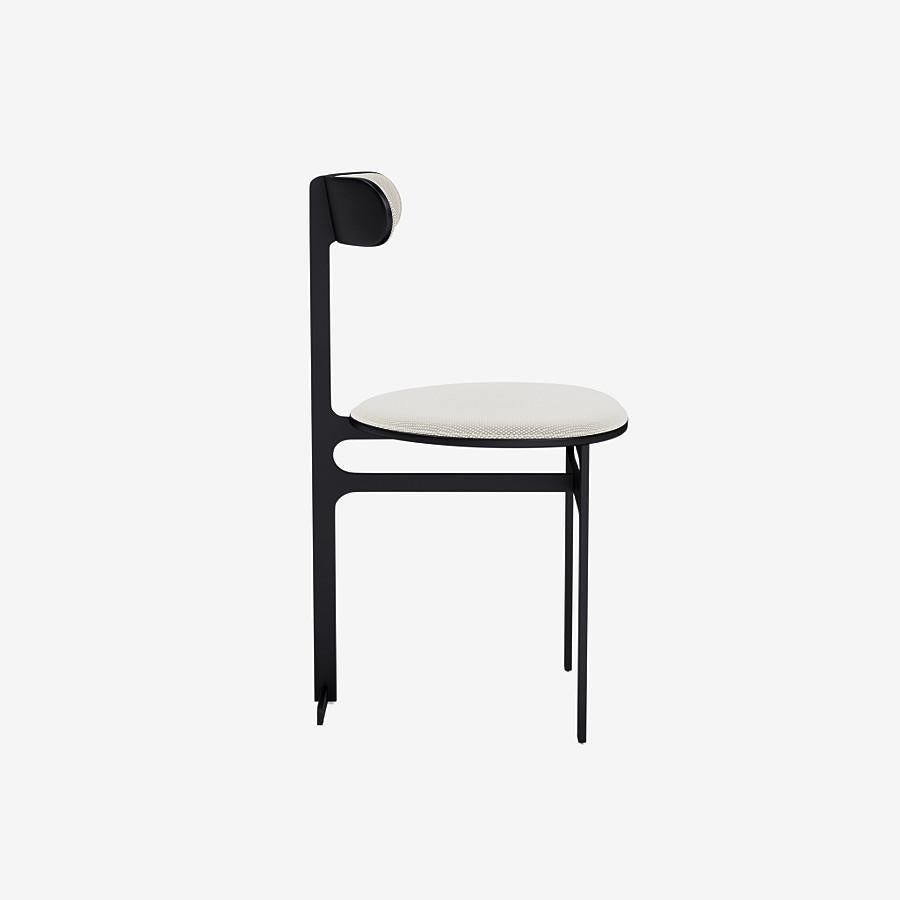 Modern Park Place Dining Chair by Yabu Pushelberg in Matte Black and Textured Wool For Sale