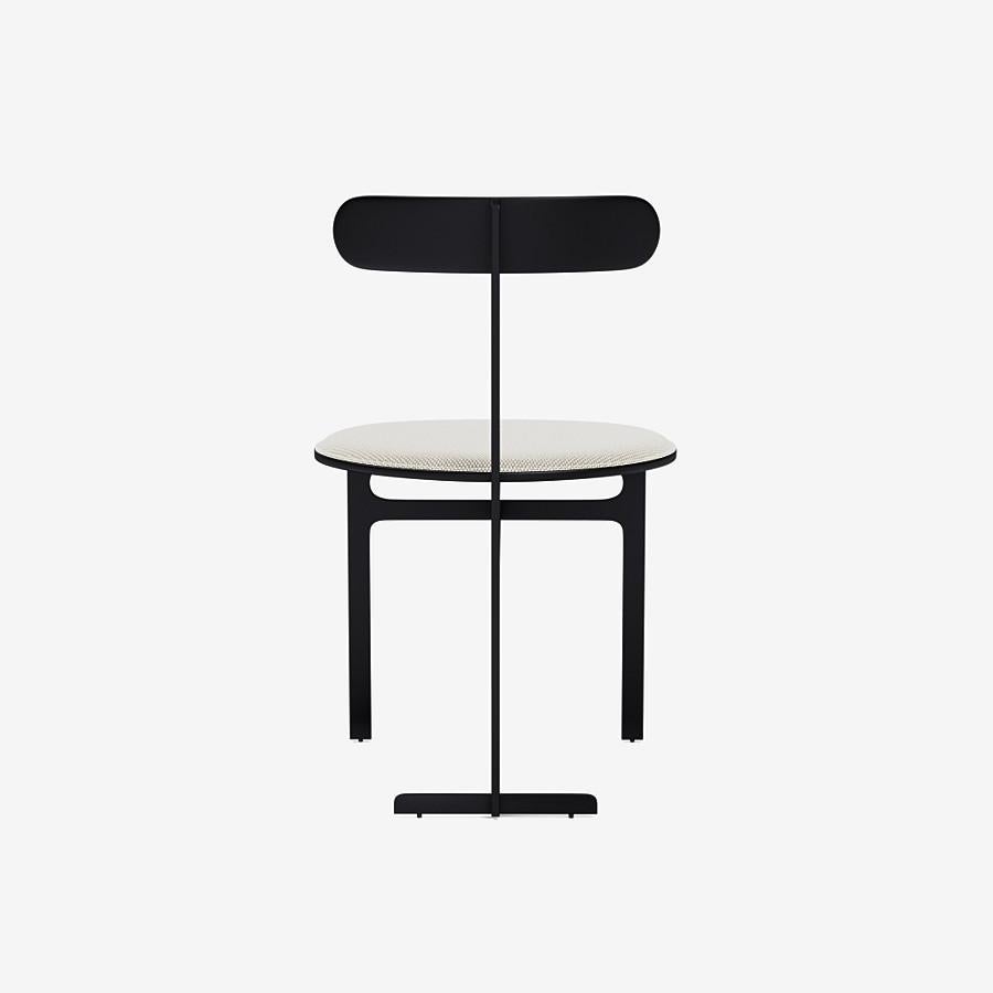 Italian Park Place Dining Chair by Yabu Pushelberg in Matte Black and Textured Wool For Sale
