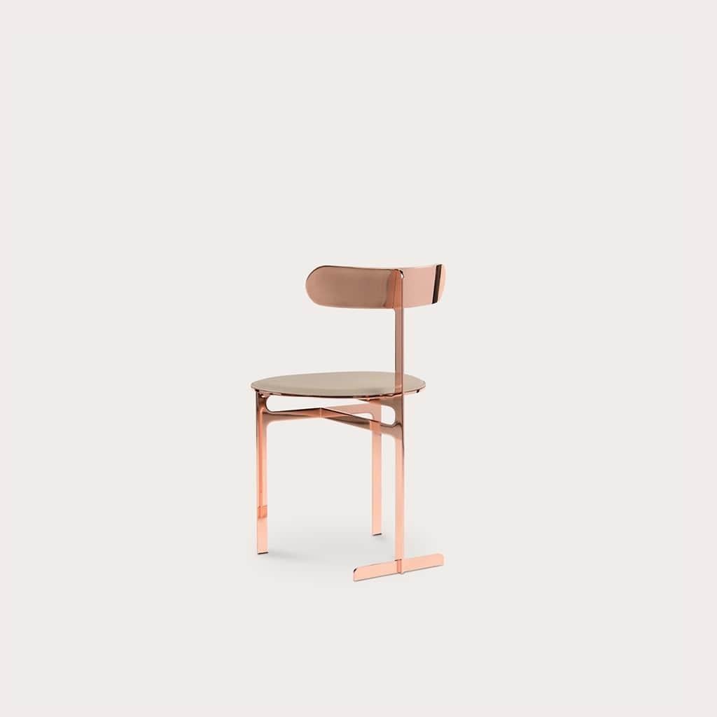 Modern Park Place Dining Chair by Yabu Pushelberg with Steel Metal Frame For Sale