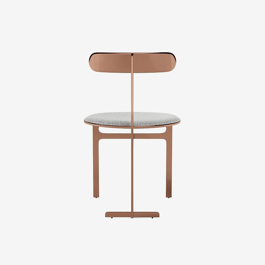Italian Park Place Dining Chair by Yabu Pushelberg in Rose Copper and Boucle Wool For Sale