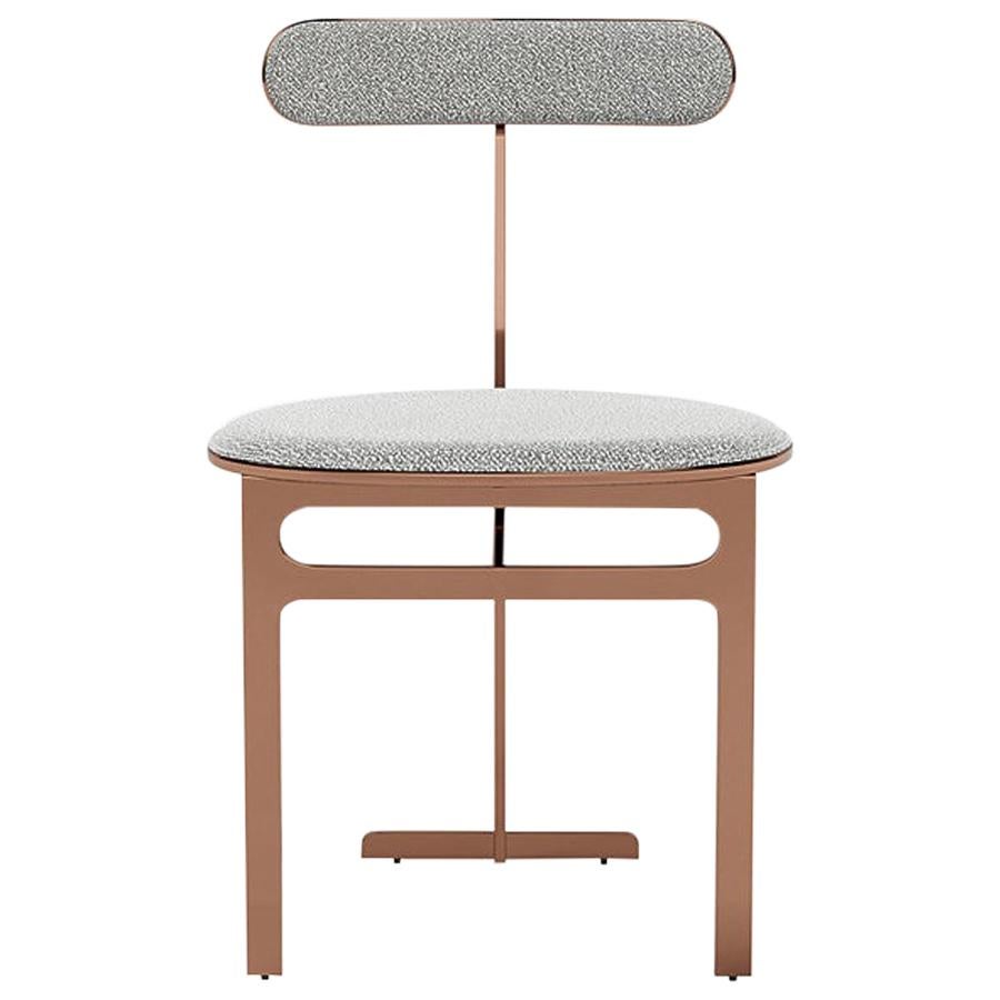 Park Place Dining Chair by Yabu Pushelberg in Rose Copper and Boucle Wool For Sale