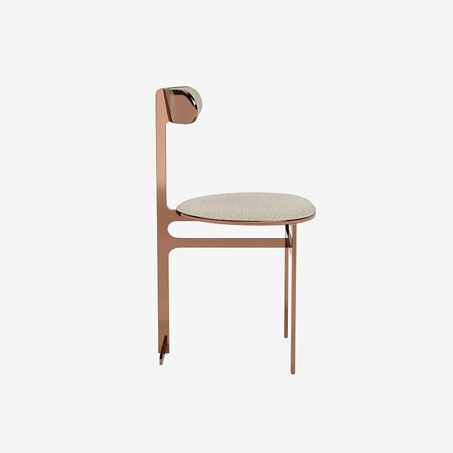 Modern Park Place Dining Chair by Yabu Pushelberg in Rose Copper and Chenille For Sale