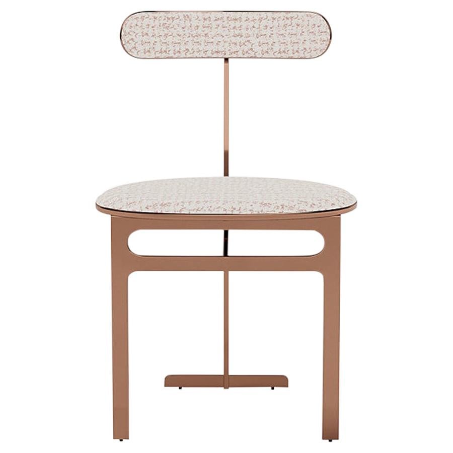 Park Place Dining Chair by Yabu Pushelberg in Rose Copper and Jacquard Tweed For Sale