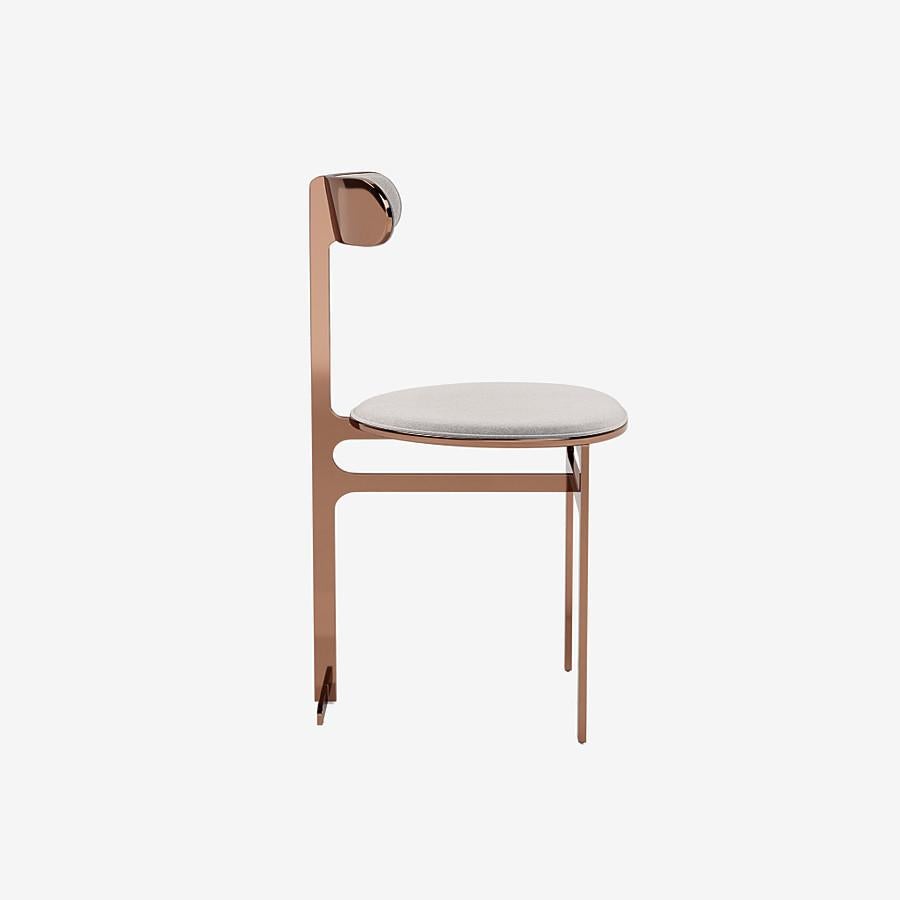 Modern Park Place Dining Chair by Yabu Pushelberg in Rose Copper and Mohair For Sale