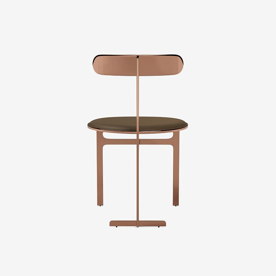 Italian Park Place Dining Chair by Yabu Pushelberg in Rose Copper and Nappa Leather For Sale