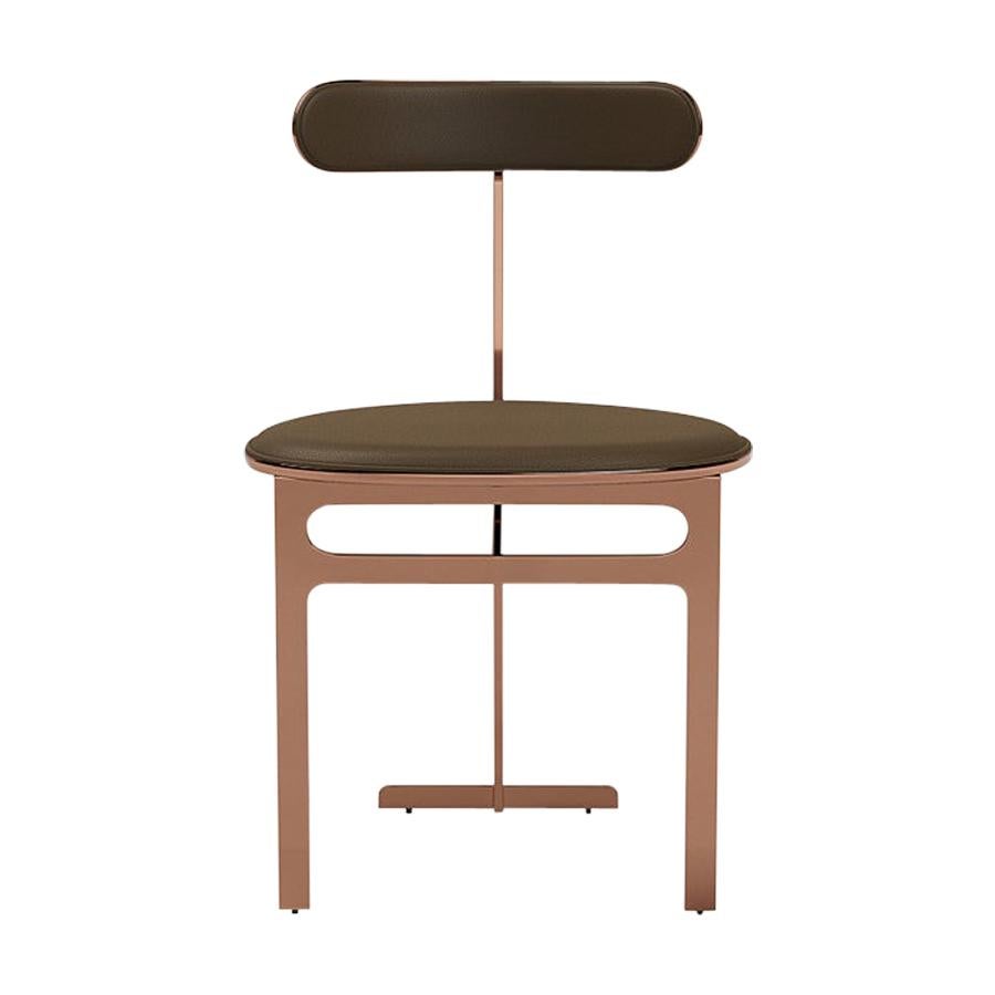 Park Place Dining Chair by Yabu Pushelberg in Rose Copper and Nappa Leather For Sale