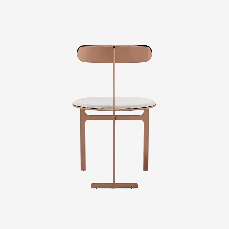 Italian Park Place Dining Chair by Yabu Pushelberg in Rose Copper and Nubuck Leather For Sale