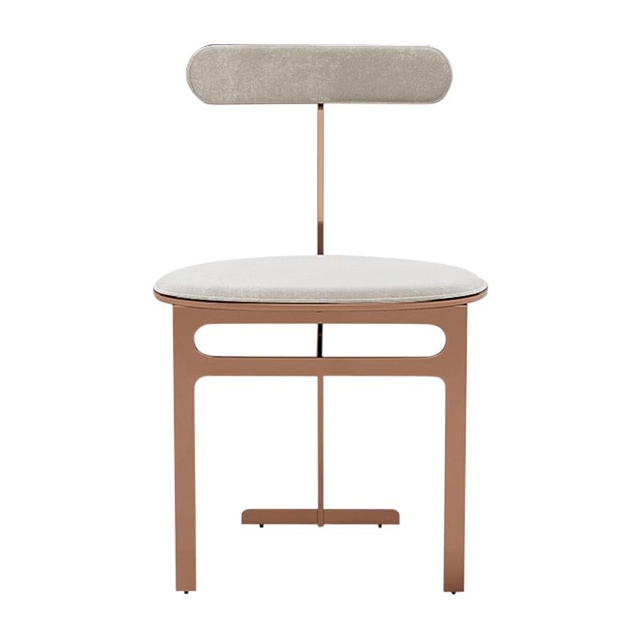 Park Place Dining Chair by Yabu Pushelberg in Rose Copper and Nubuck Leather For Sale
