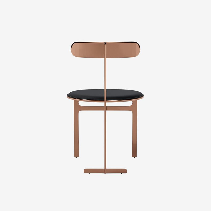 Italian Park Place Dining Chair by Yabu Pushelberg in Rose Copper and Premium Leather For Sale