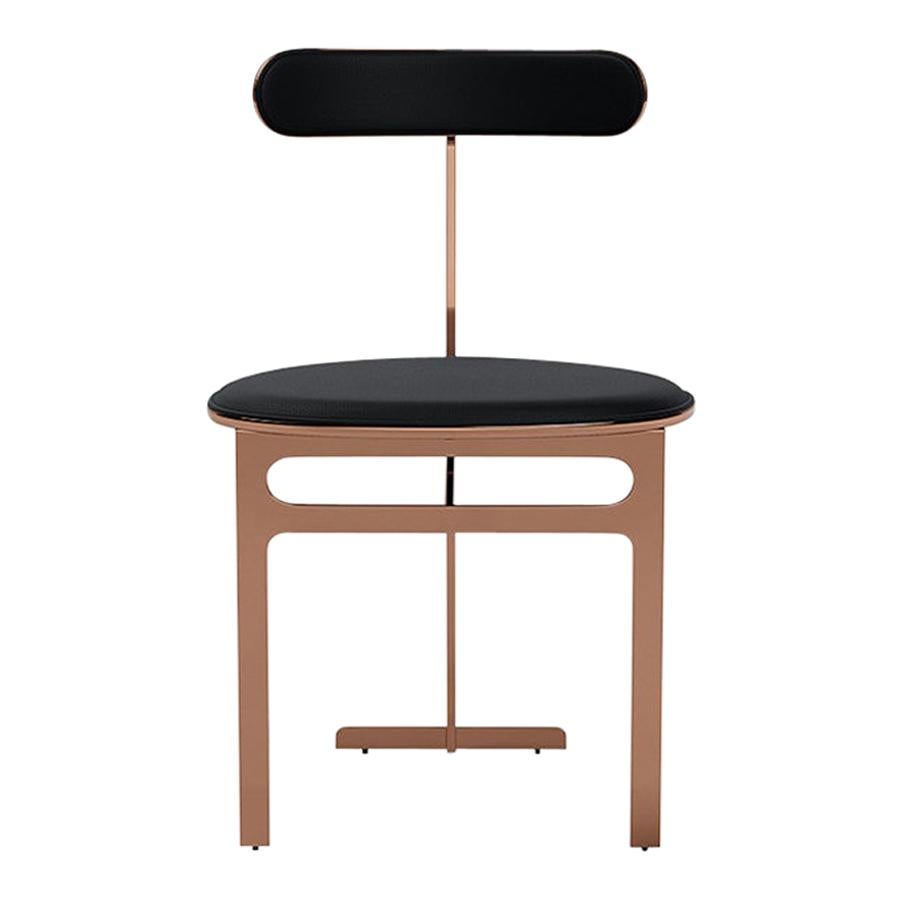 Park Place Dining Chair by Yabu Pushelberg in Rose Copper and Premium Leather