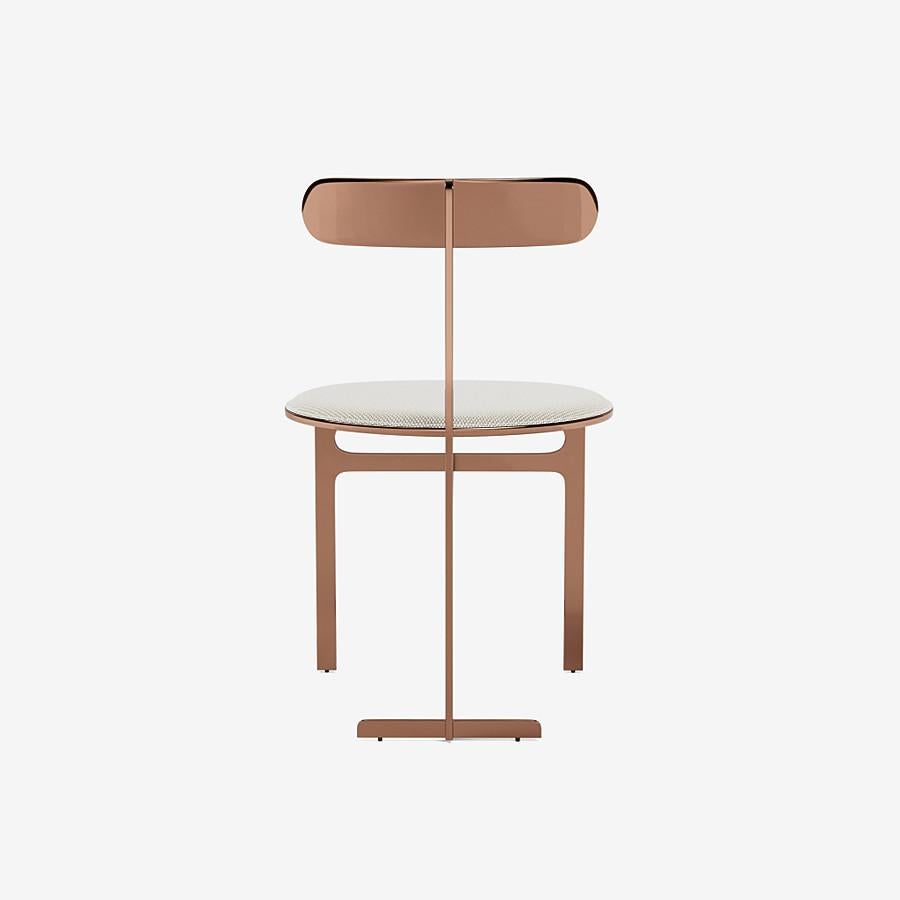 Italian Park Place Dining Chair by Yabu Pushelberg in Rose Copper and Textured Wool For Sale