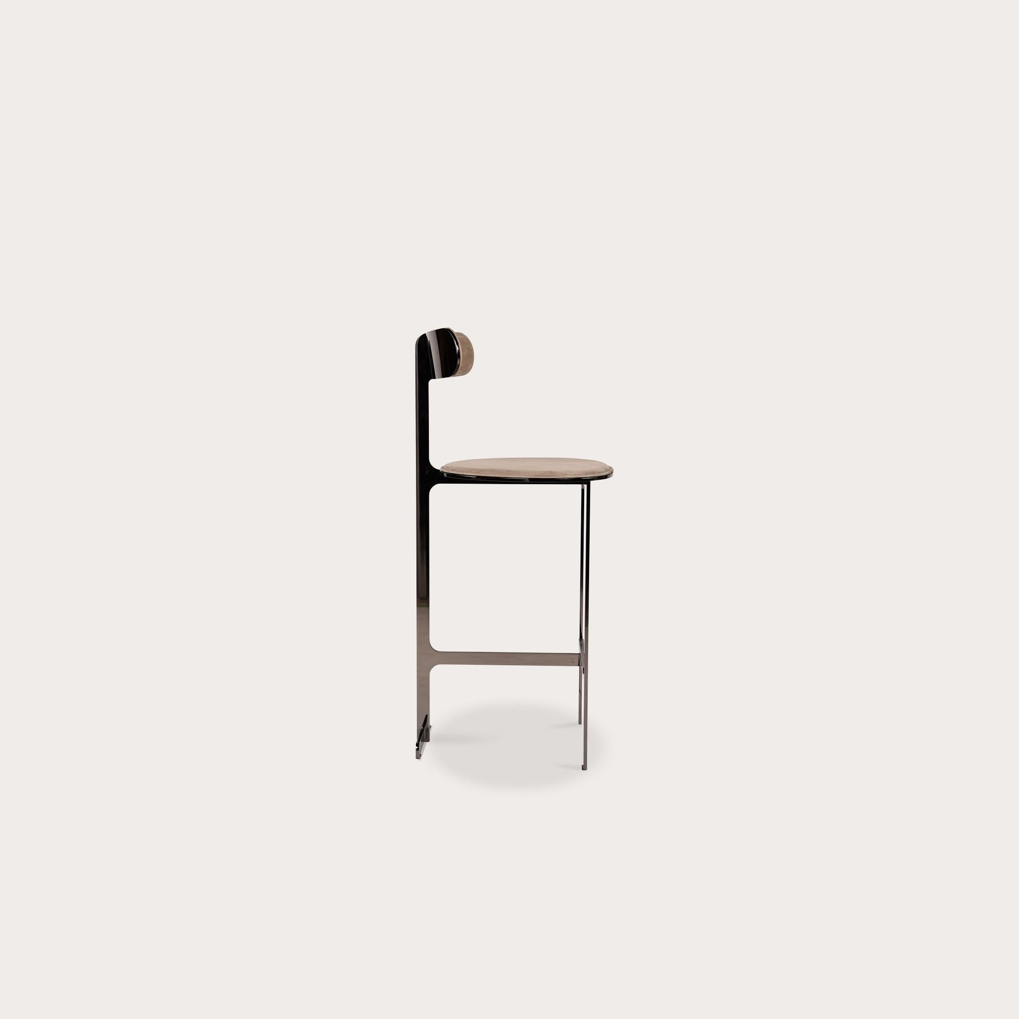 XXI secolo e contemporaneo Sgabello Park Place di Yabu Pushelberg con struttura in acciaio inox in vendita