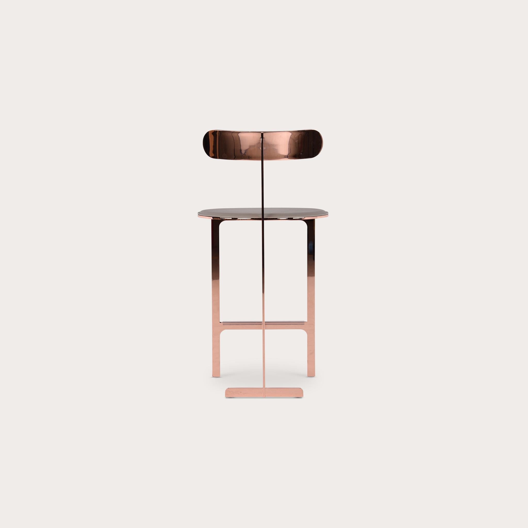 Sgabello Park Place di Yabu Pushelberg con struttura in acciaio inox in vendita 1