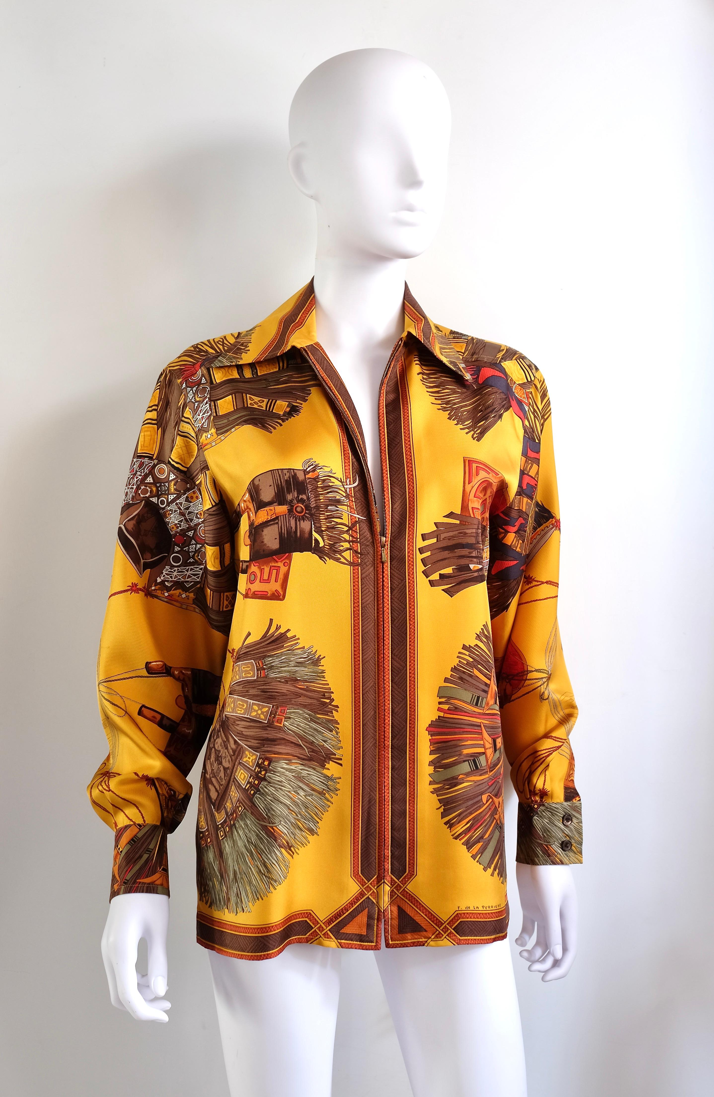 Hermès Vintage Selection by Corrado Luxury - Straordinario Parka in pura seta con chiusura a zip il motivo è quello di un Carrè iconico della Maison Hermès 