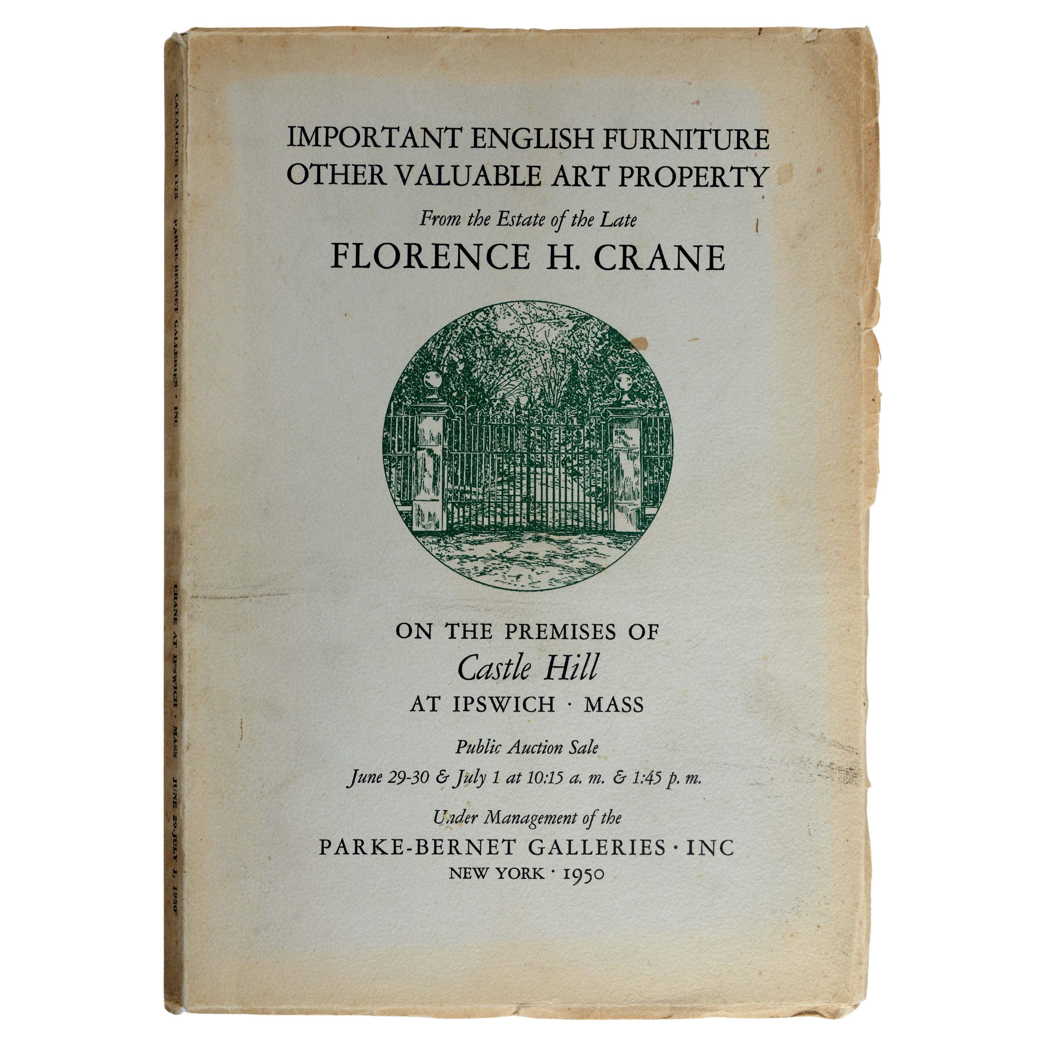 Parke-Bernet NY Florence H. Crane, Castle Hill, Importanti mobili inglesi, 1a edizione in vendita