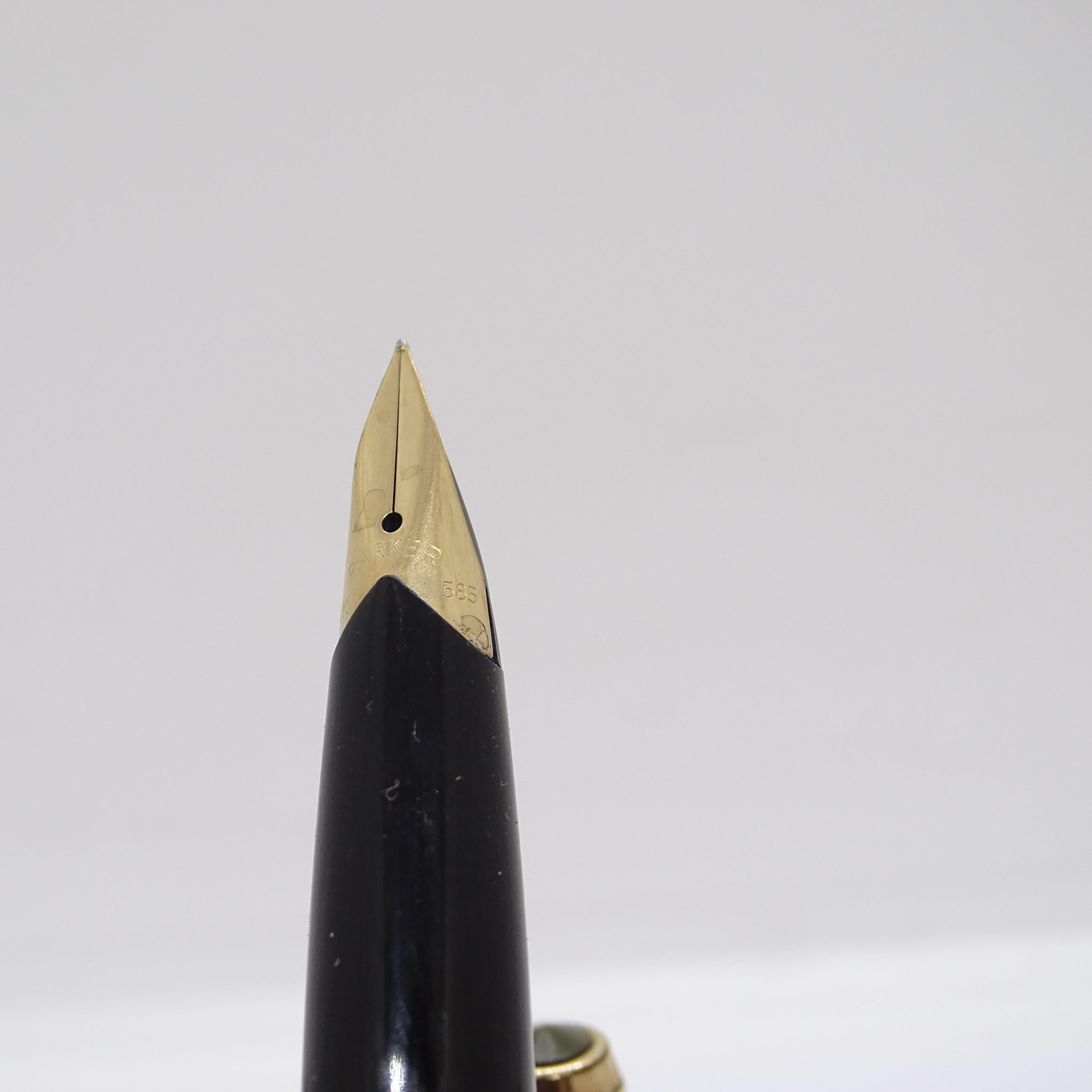 Parker 65 Custom Black writing set with case, 14k gold plated, 70's 8