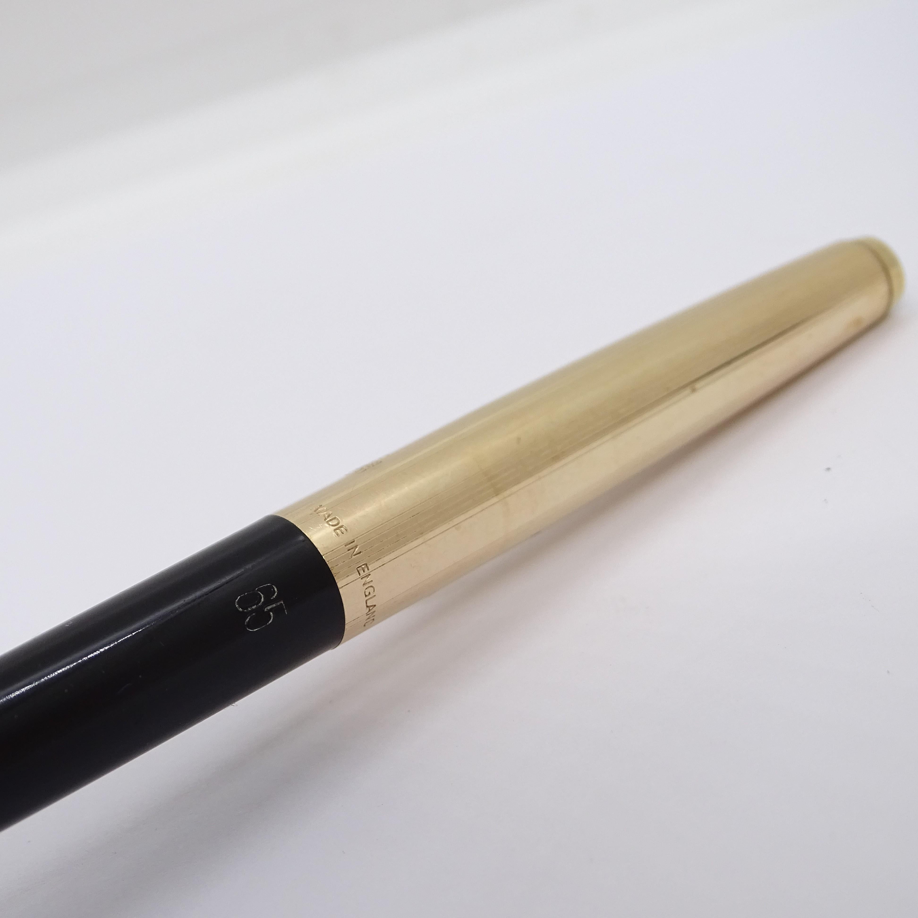 Parker 65 Custom Black writing set with case, 14k gold plated, 70's For Sale 11