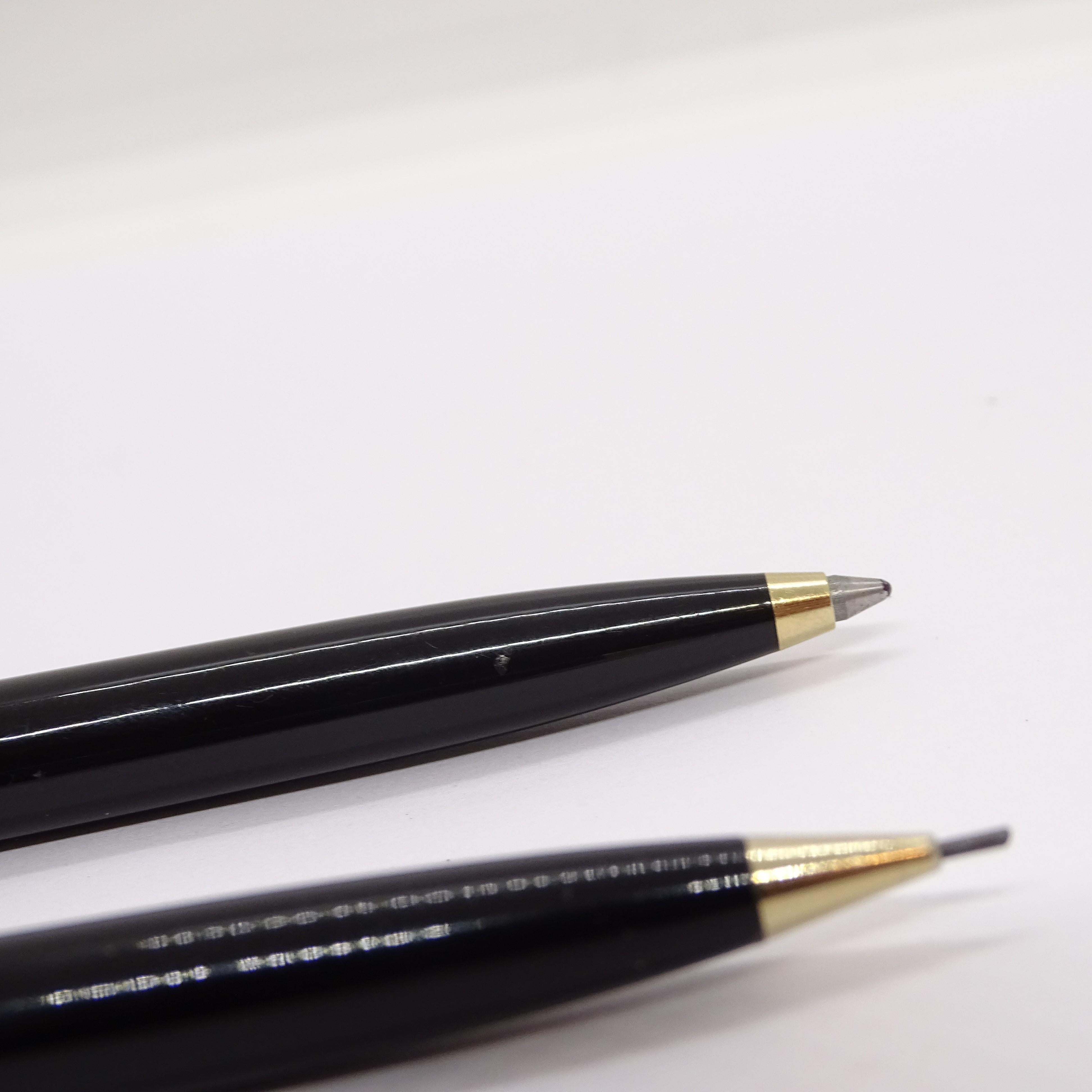 Parker 65 Custom Black writing set with case, 14k gold plated, 70's For Sale 15
