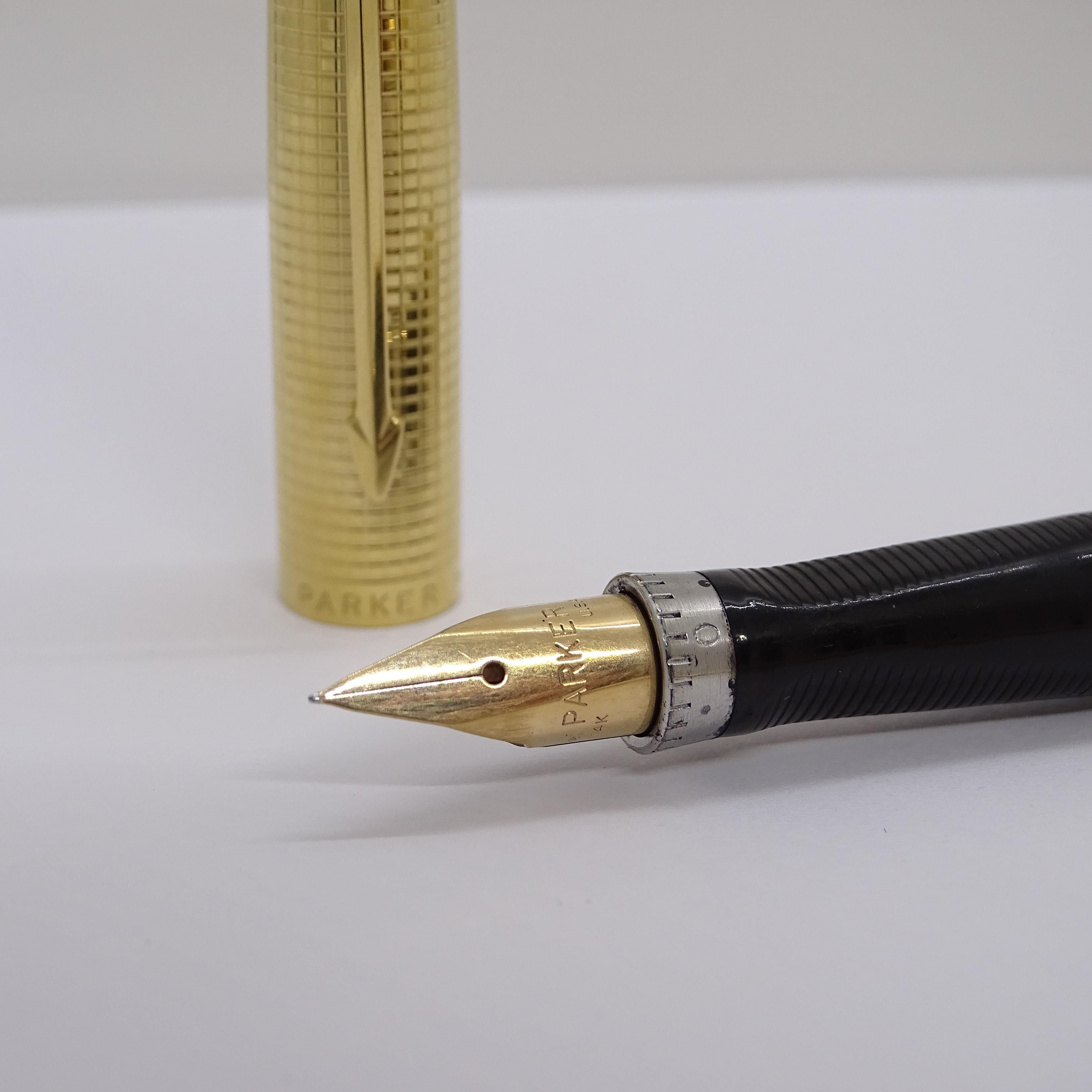 Parker 75 Custom Insignia writing set with case, 14k gold plated, 70's For Sale 9
