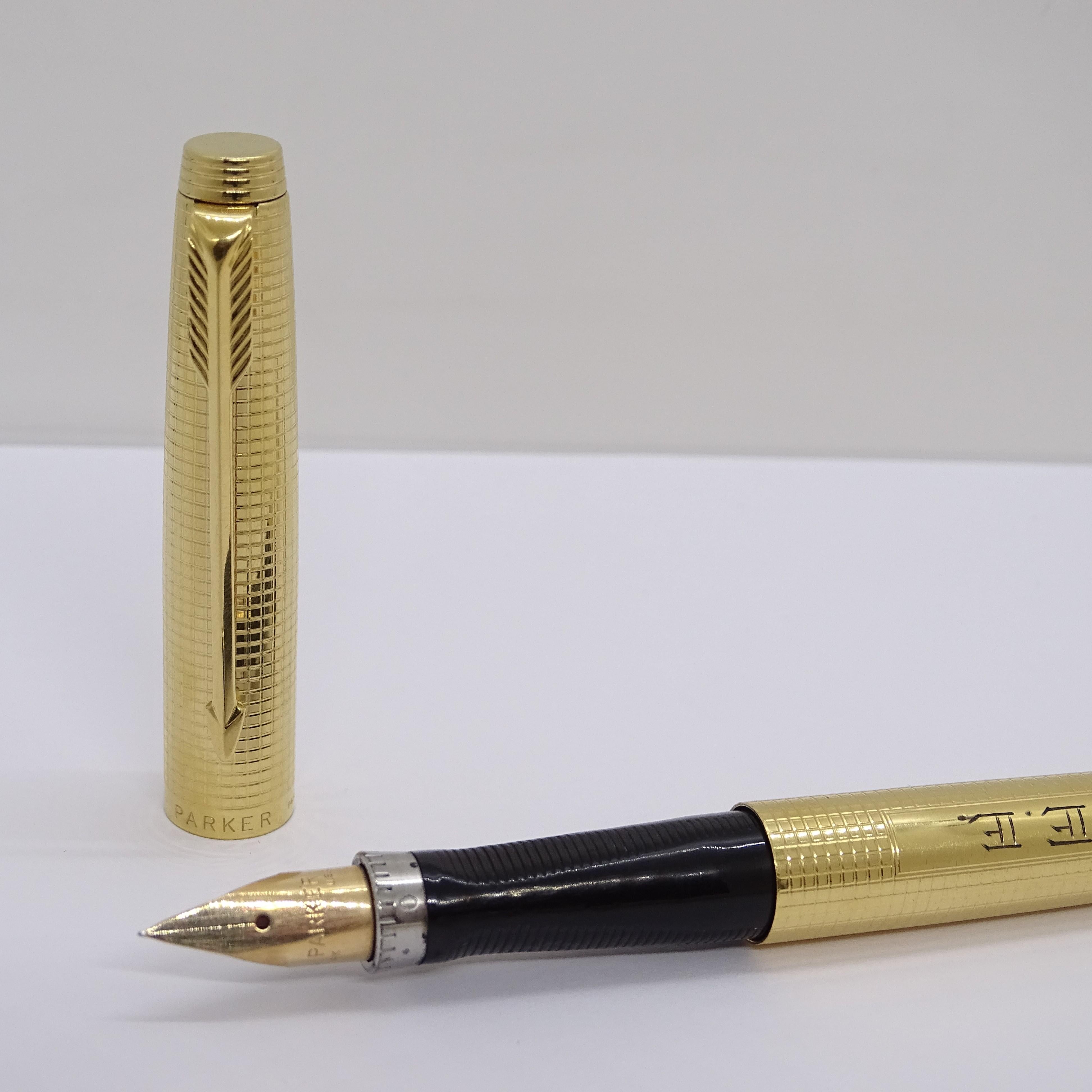 Parker 75 Custom Insignia writing set with case, 14k gold plated, 70's For Sale 10