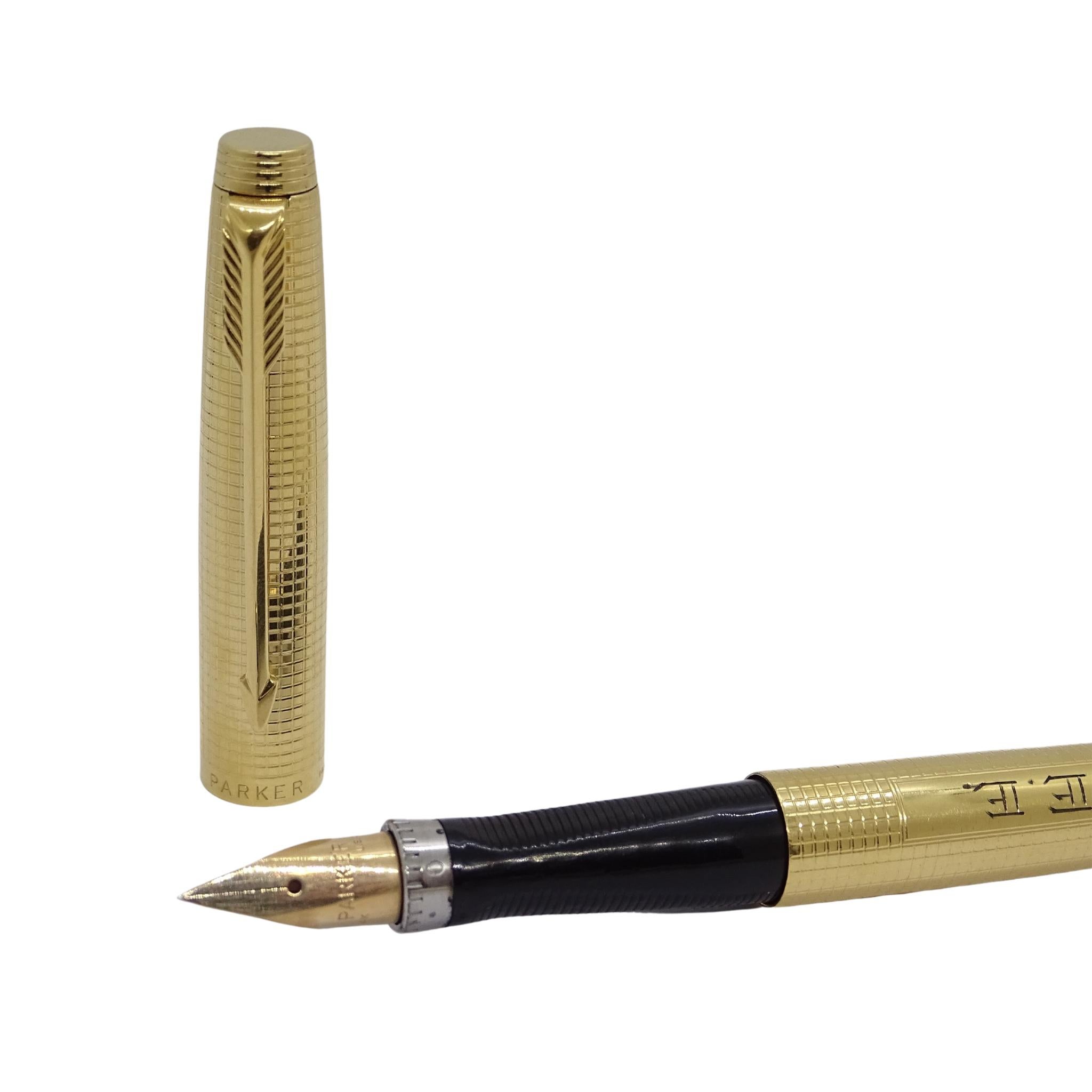 Parker 75 Custom Insignia writing set with case, 14k gold plated, 70's For Sale 16