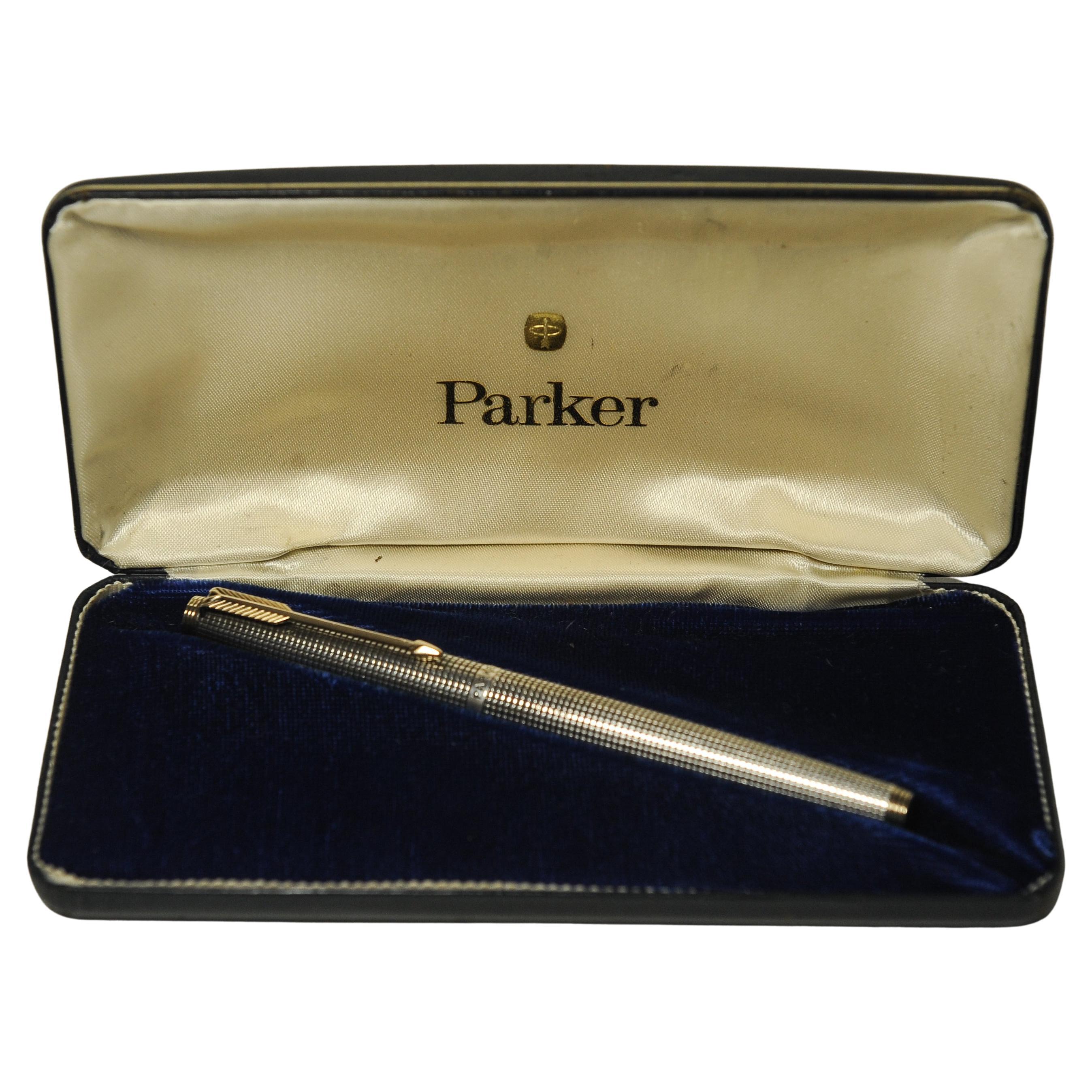 Parker 75 Vermeil Sterling Silver GT Fountain With 14k Yellow Gold Nib