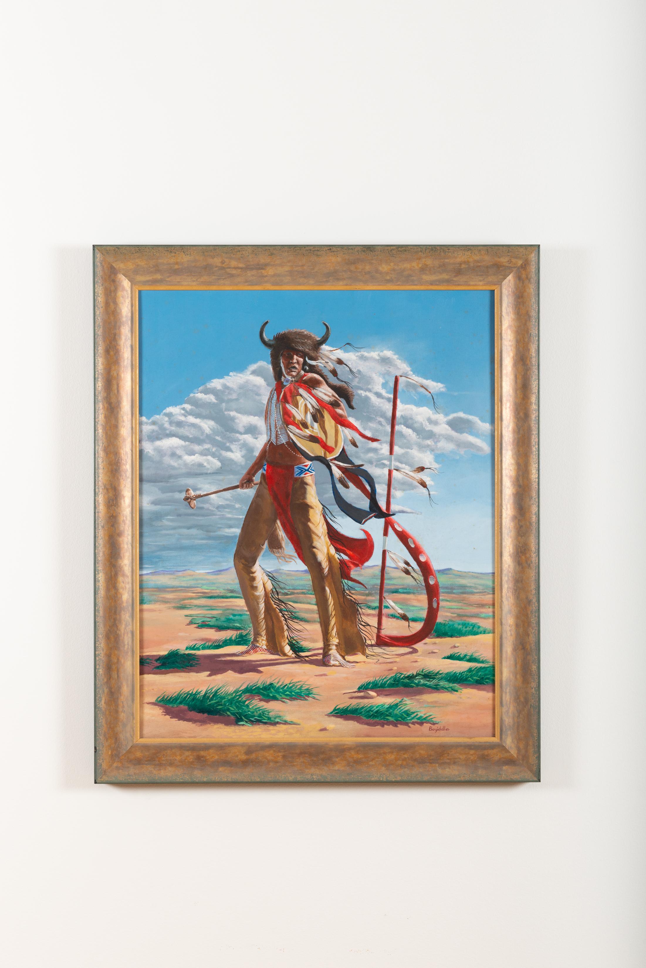 Cane soldato Kiowa - Painting di Parker Boyiddle Jr.