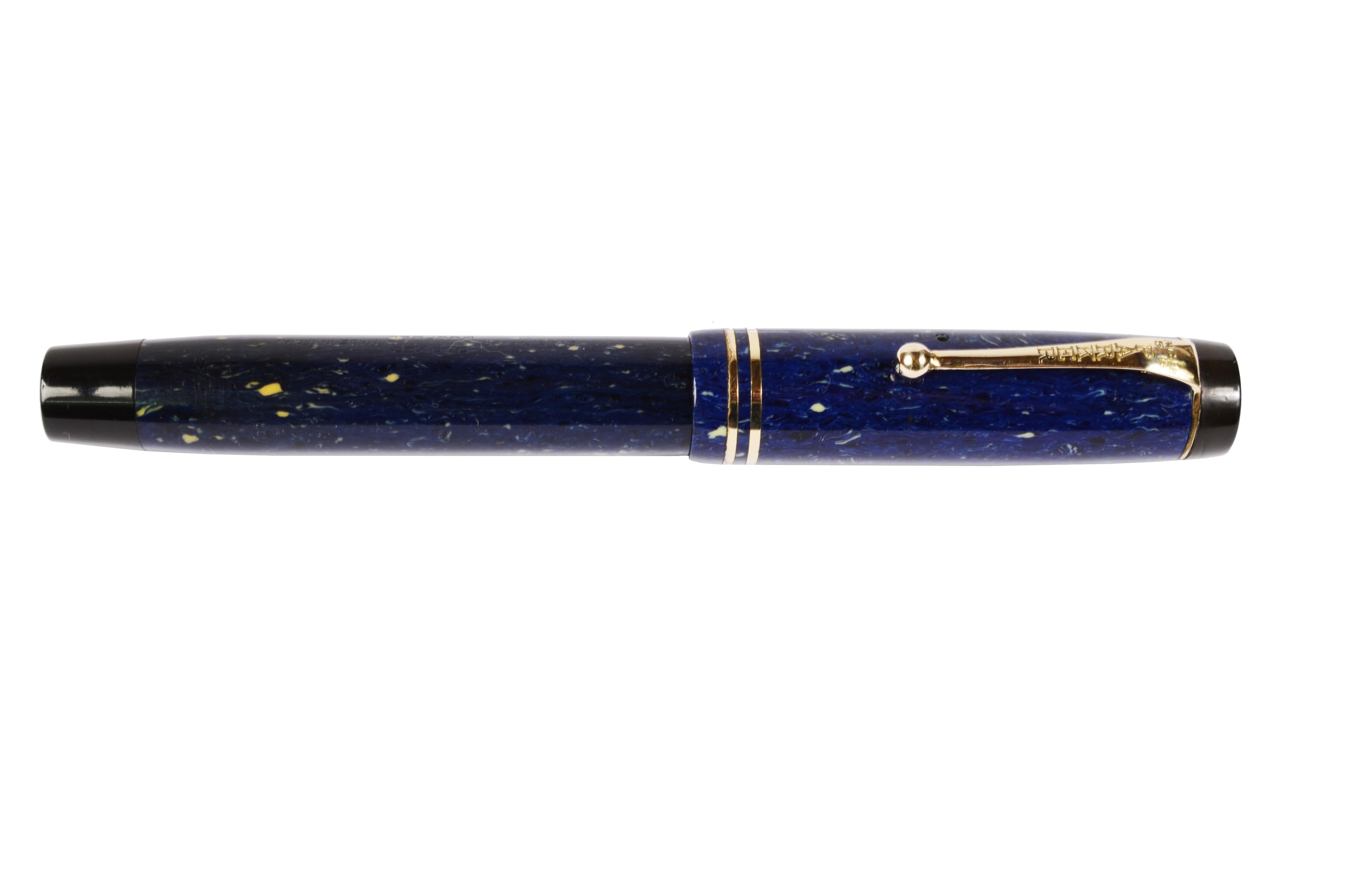 Plastic Parker Duofold Senior Celluloid Lapis Lazuli 1931 Antique Fountain Pen Gold Nib