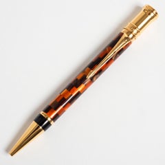 Parker Duofold Set in Amber Check, 18 Karat Yellow Gold Nib, Box & Papers