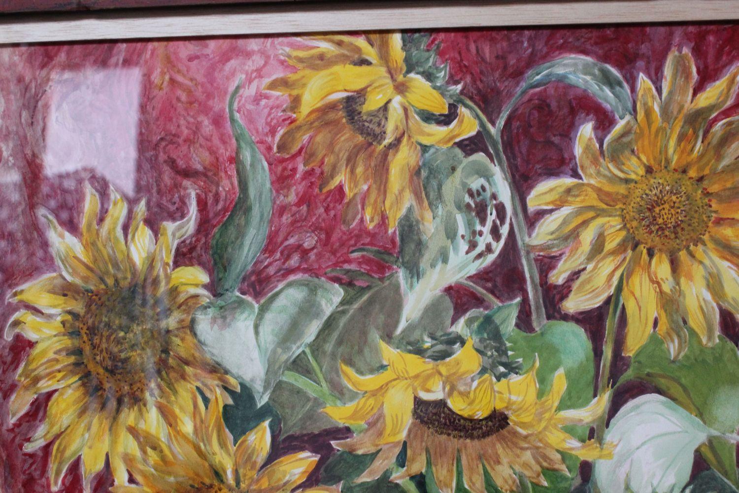 Parker Elwood Panttila „Poodle with Sunflowers“ Acryl-Porträt Stillleben im Angebot 3